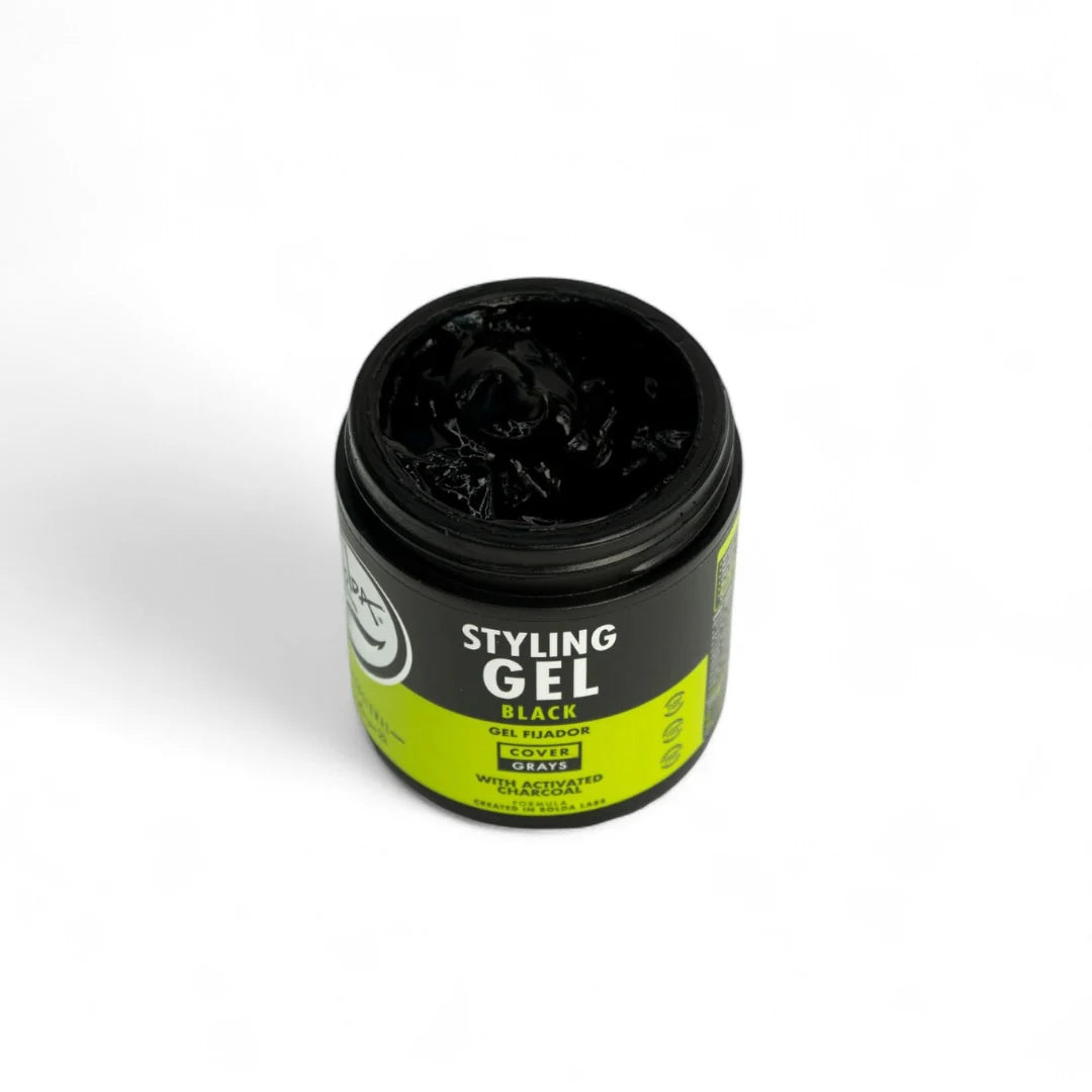 Rolda - Black Hair Styling Gel | Covers Gray Hair, Medium-Strong Hold, Medium Shine, Wet Look, Alcohol-free, Paraben-free, Flake-free
