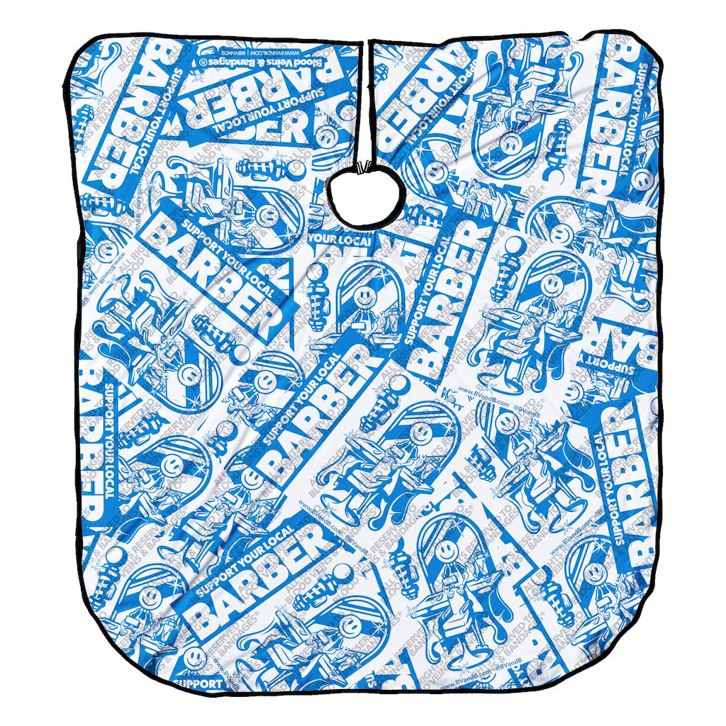 Support Your Local Barber “Blue” Collectors Cape