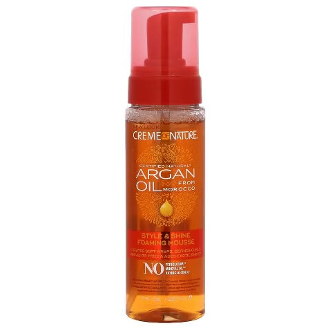 Creme Of Nature Certified Natural Argan Oil From Morocco, Style & Shine Foaming Mousse, 7 fl oz (207 ml)