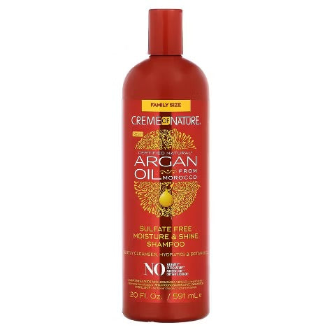 Champú hidratante y abrillantador sin sulfatos Creme Of Nature con aceite de argán natural certificado de Marruecos, 591 ml (20 oz líq.)