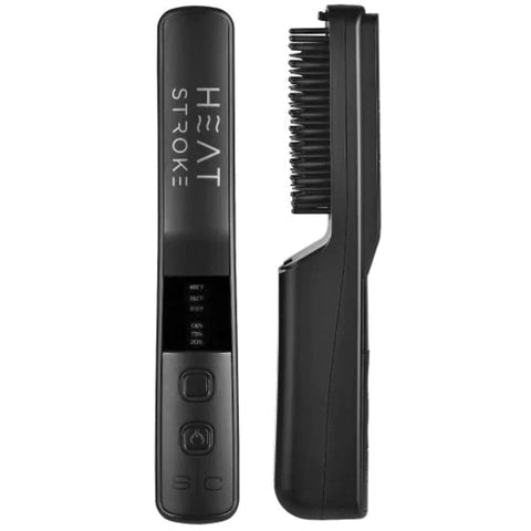 StyleCraft Heat Stroke Beard & Styling Hot Brush, Cool Touch Tips Anti-Scold, Hair Straightener, Black